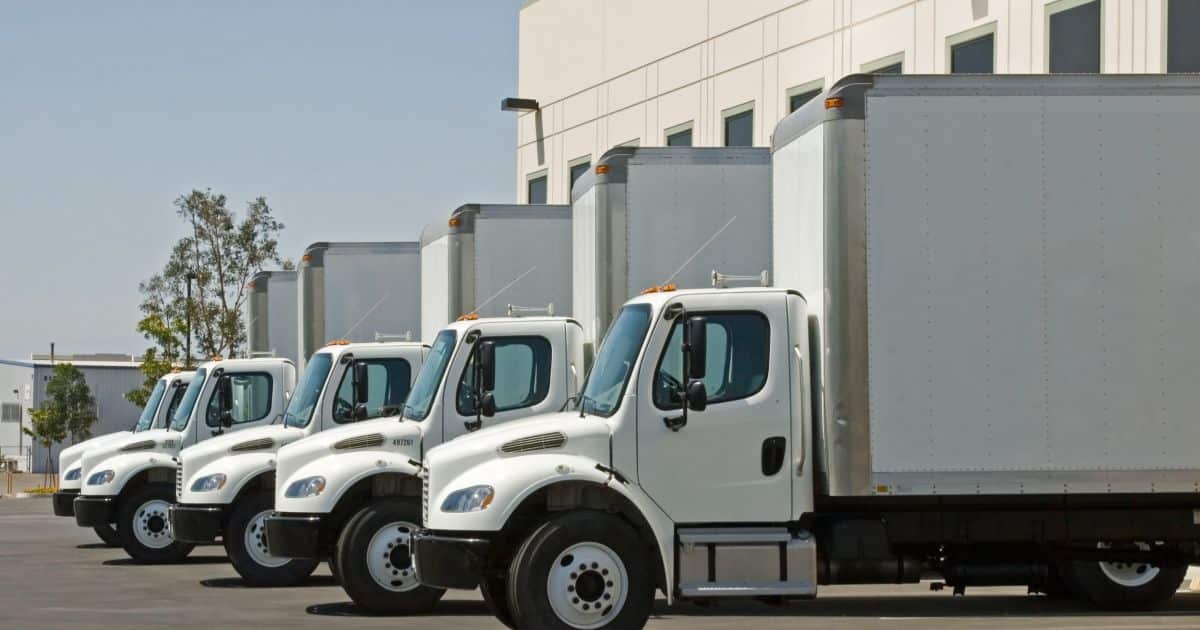 A row of Box Trucks ready to do deliveries in the Denver Metro